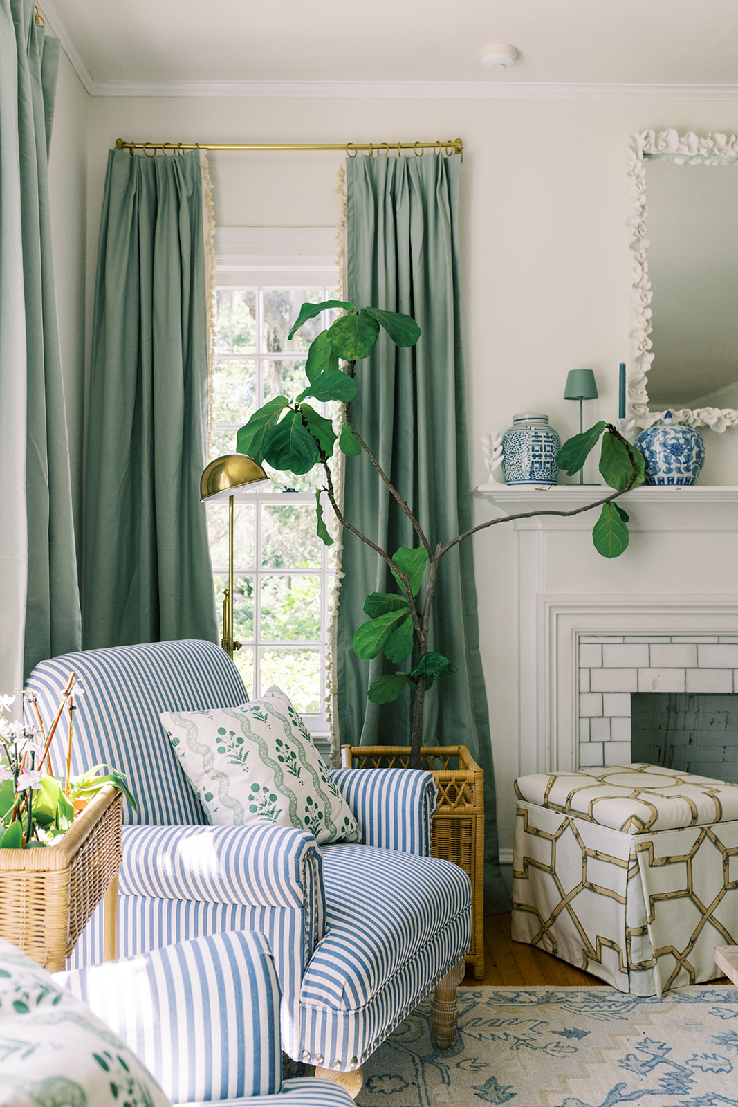 Pepper Home custom curtains sage green with tassels