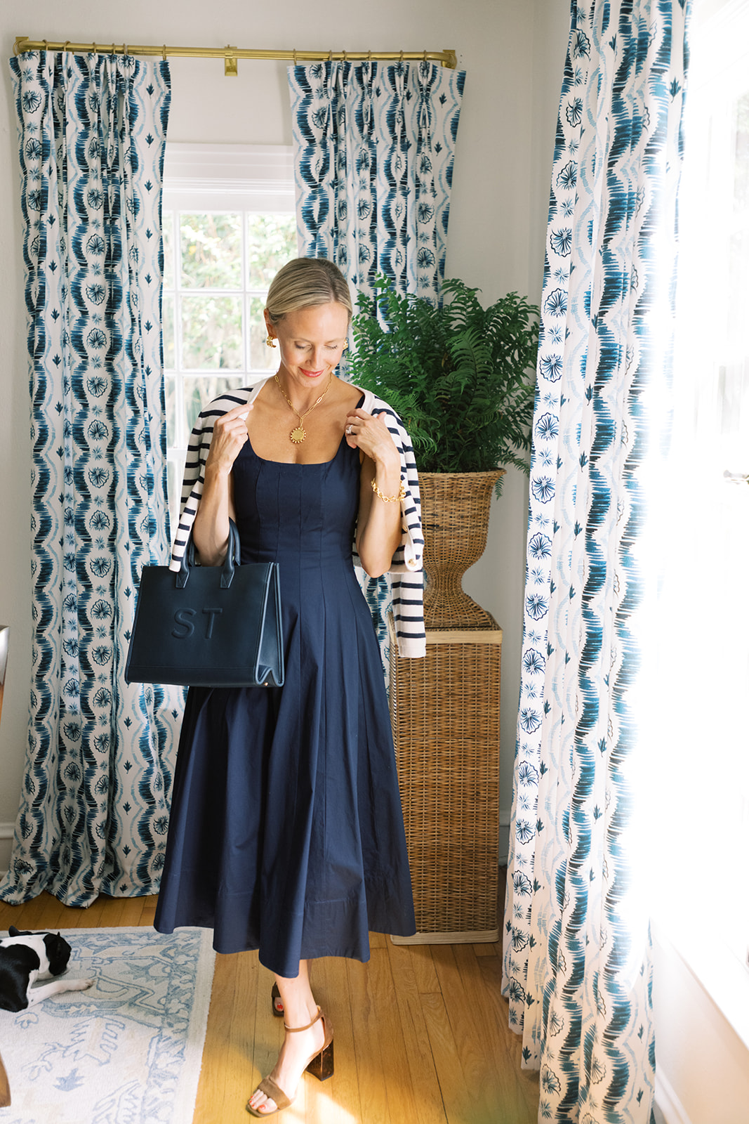 classic style guide, guide to classic style, classic midi dress, classic navy and white dress, classic sun dress