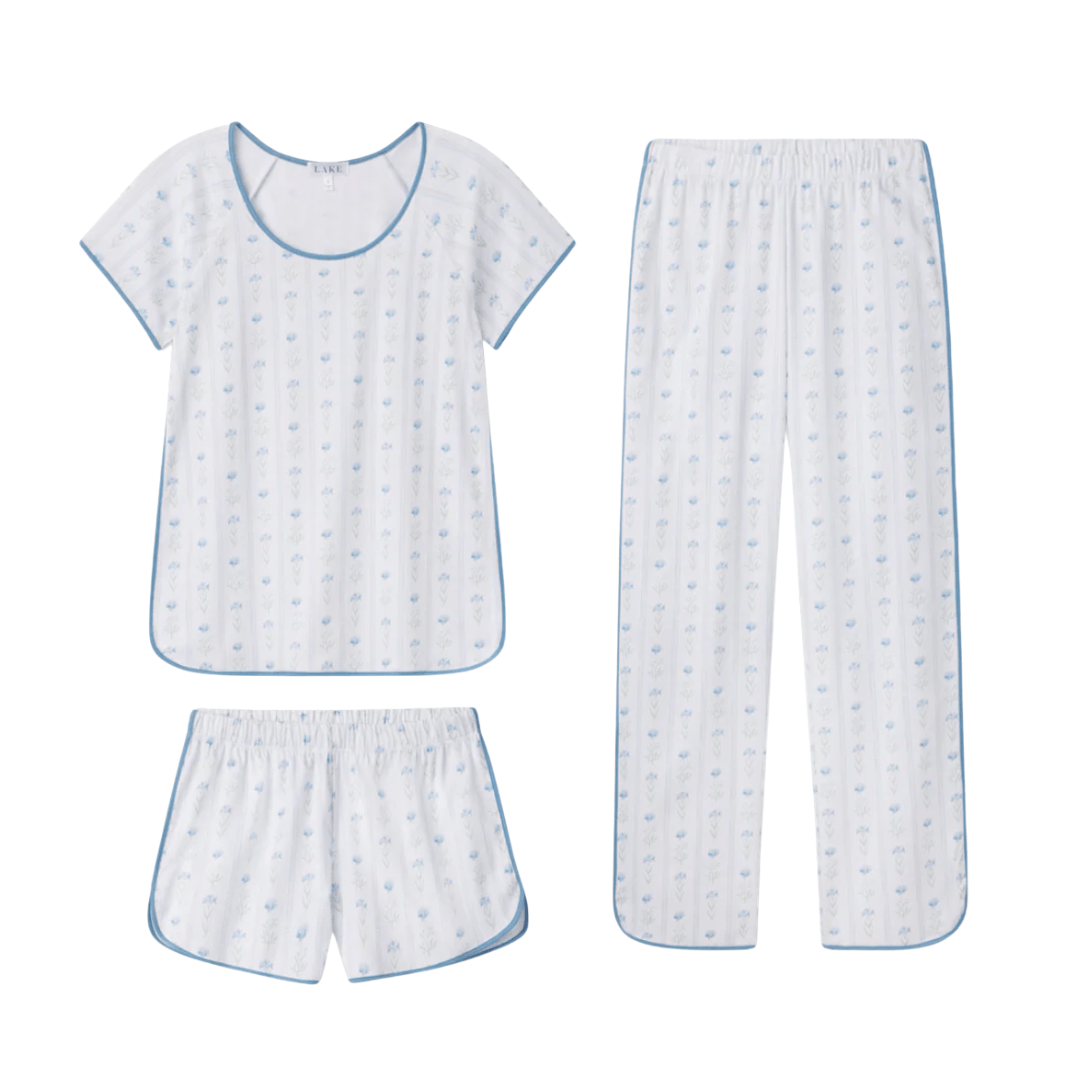 spring pajamas, women's spring pajamas, spring pjs, floral pajamas, pima pajamas