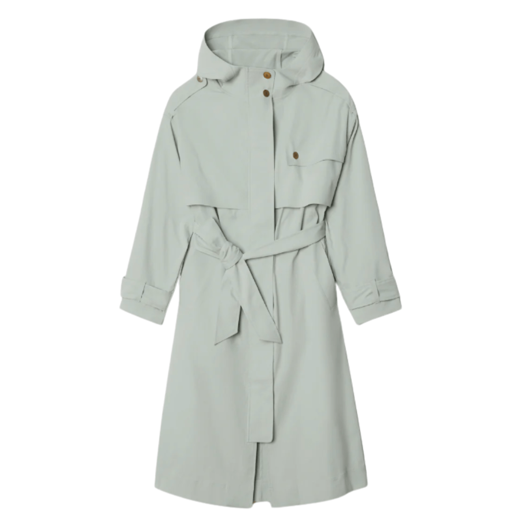 Rhone Trench coat, utility trench coat, sage green trench coat, London trench coat
