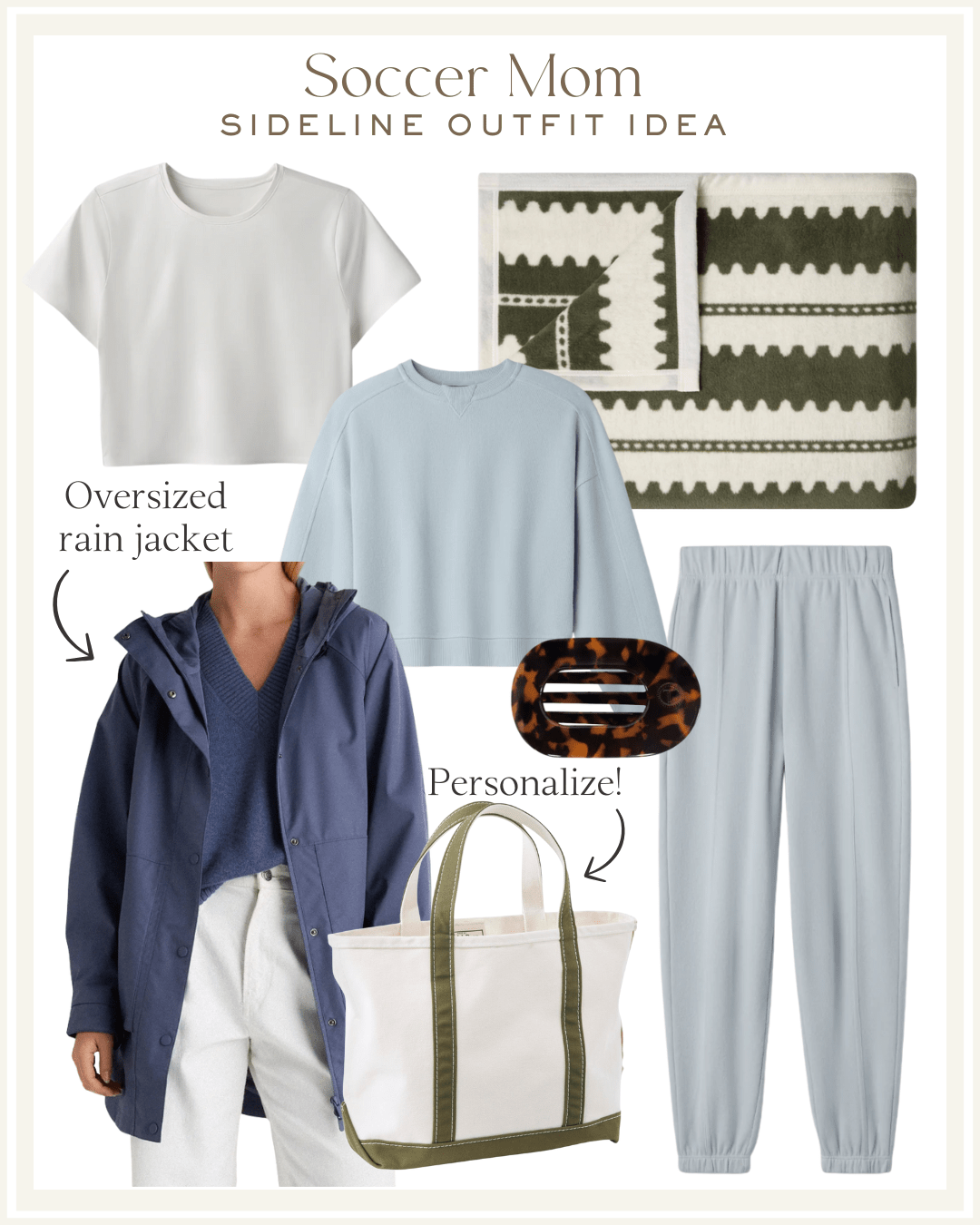 soccer mom outfit, rainy day soccer mom outfit, cool soccer mom outfit