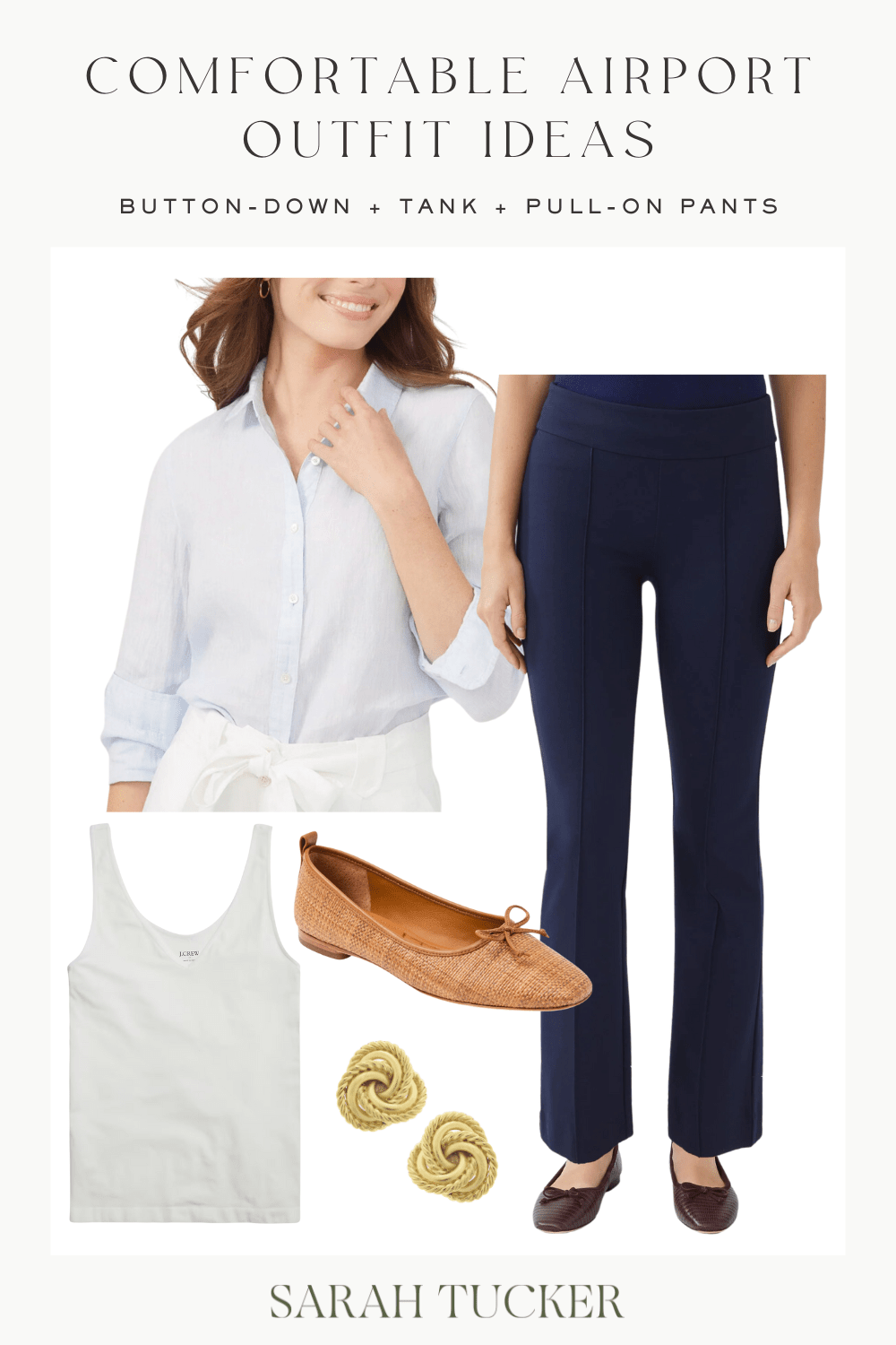 elevated travel look, chic travel outfit, travel pants outfit, nice travel outfit