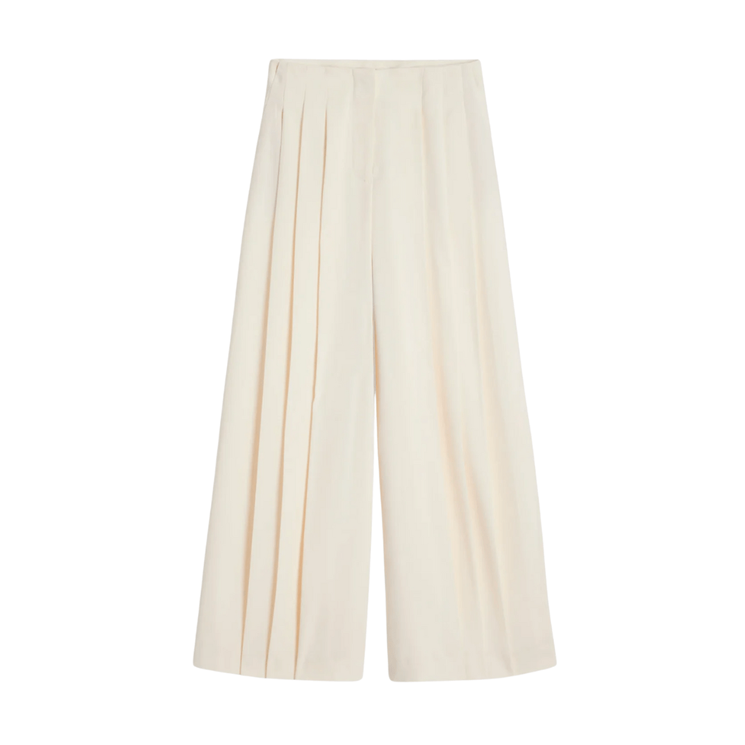 pleated ivory trousers, women's ivory trousers, spring trousers for women, classic spring pants for women
