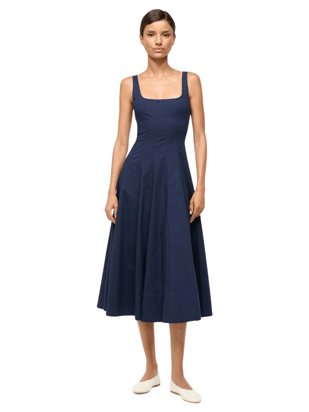 Staud Wells dress, navy Wells dress, classic fall wedding guest dress