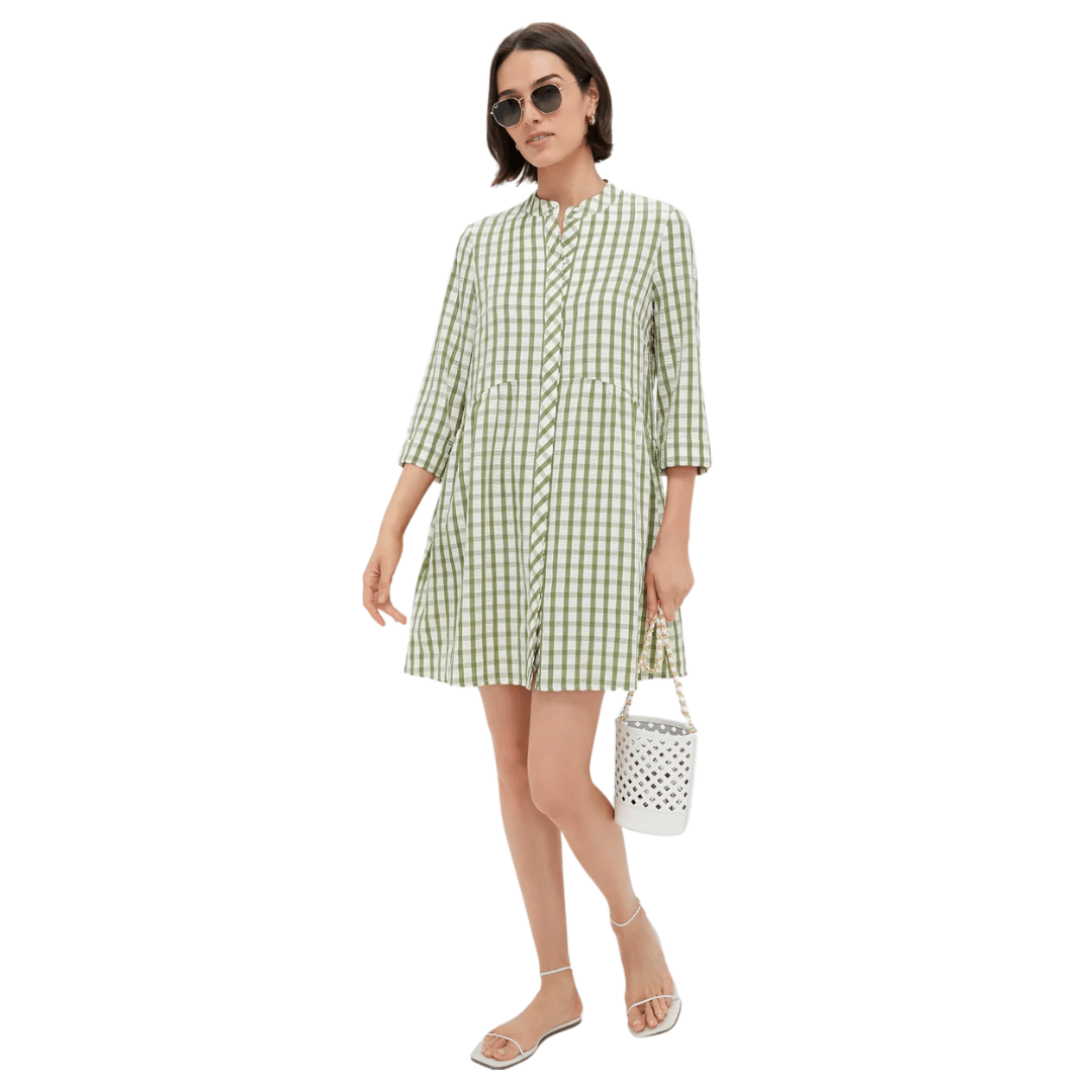 green gingham royal shirt dress, green gingham dress