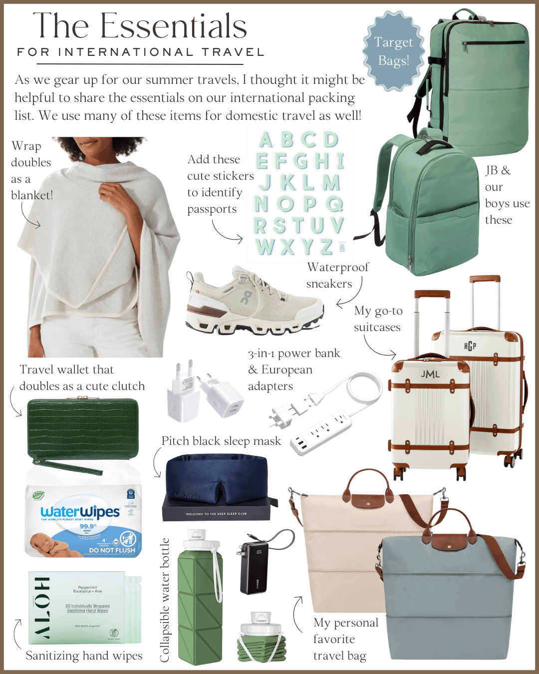 international travel checklist, everything you need to pack for international travel, European travel packing list, International travel packing list